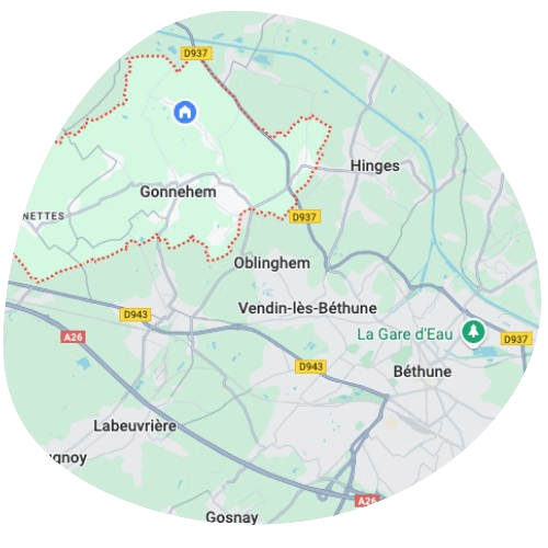 Zone d’intervention de MCL Énergies autour de Gonnehem et Béthune (62)